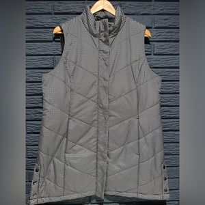 Christopher & Banks Chevron Quilted Houndstooth Long Puffer Vest Sz L